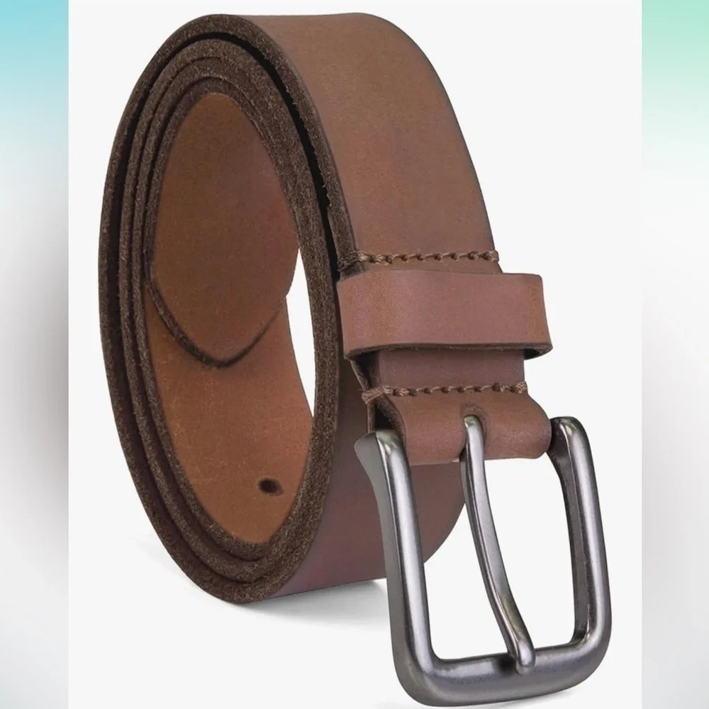 Timberland Men's Classic Buckle Brown Leather Belt for Jeans size 46